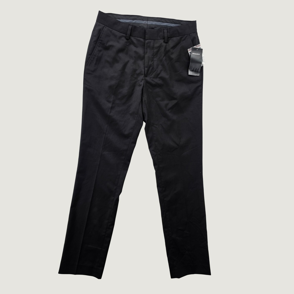 HM Mens Black Dress Pants Regular Fit Trousers 30R Business Casual New Slacks